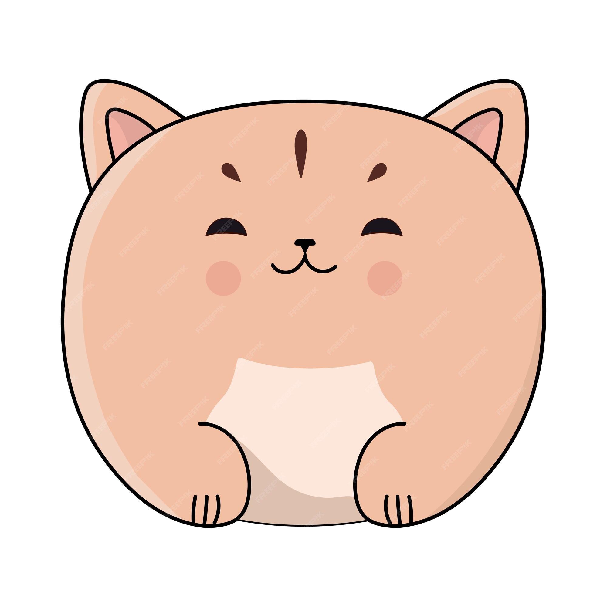 Premium Vector  Fat kawaii cat icon flat illustration of a happy smiling  cat