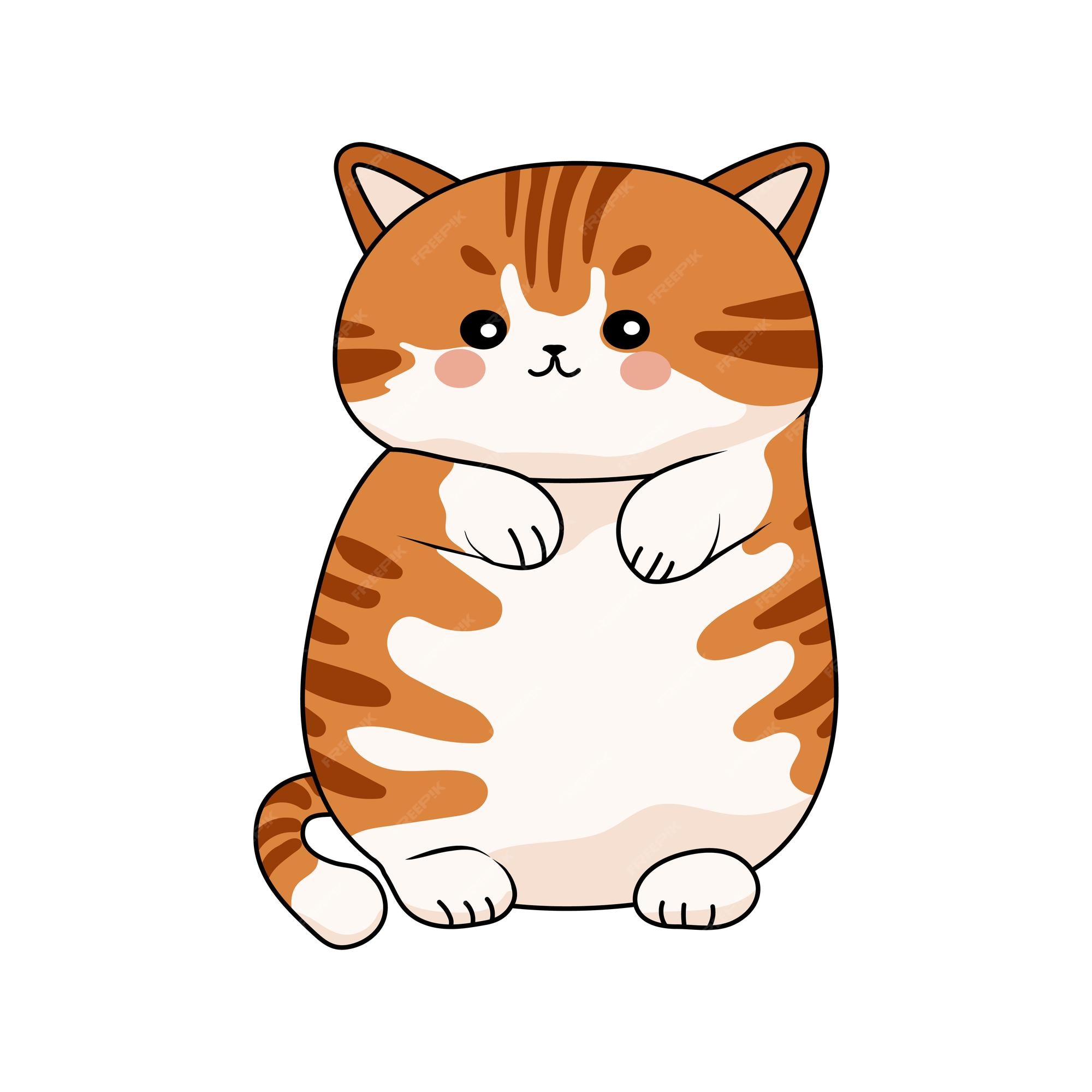 Premium Vector  Fat kawaii cat icon flat illustration of a happy smiling  cat