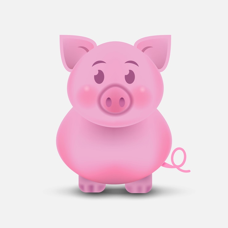 Vector the fat little pig chinese new year the year of the pig icon isolated on white background vector illustration