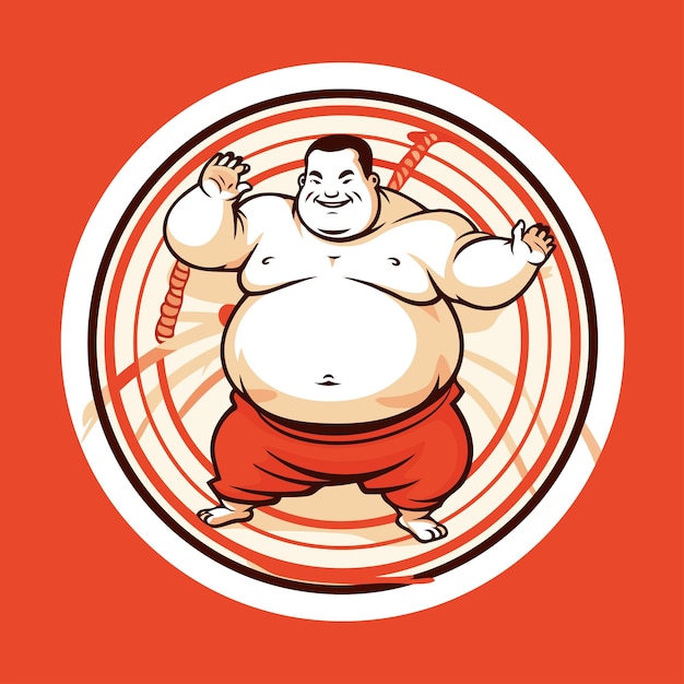 Fat man in red sportswear vector illustration of a fat man