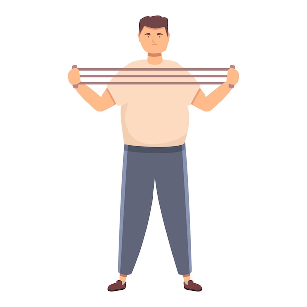 Vector fat man stretch gym exercise icon cartoon vector body slim