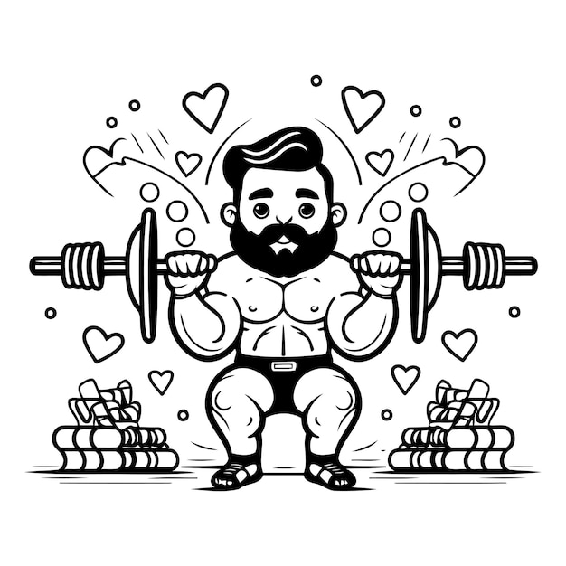 Vector fat man with dumbbells vector illustration of a fat man lifting weights