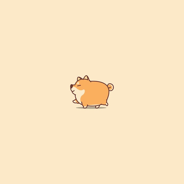 Fat shiba inu dog walking cartoon icon