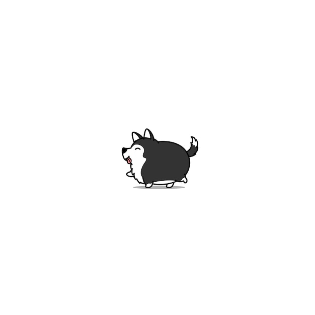 Fat siberian husky dog walking cartoon icon