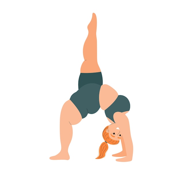 Donna grassa pratica yoga sport e fitness ragazza pratica asana yoga pone s