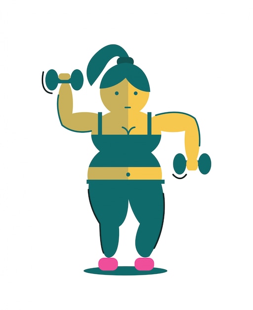 Fat woman with body building