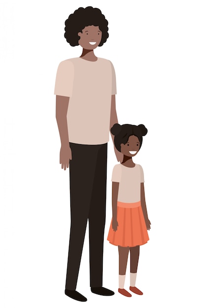 Вектор Отец и дочь, улыбаясь аватар персонажа