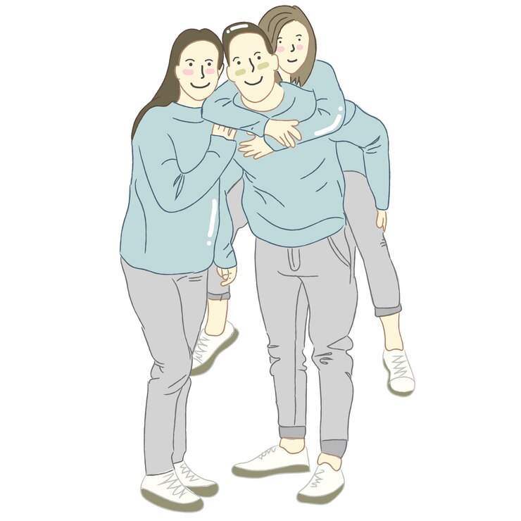 Vector 아버지는 딸을 어머니와 함께 데리고 갔습니다.