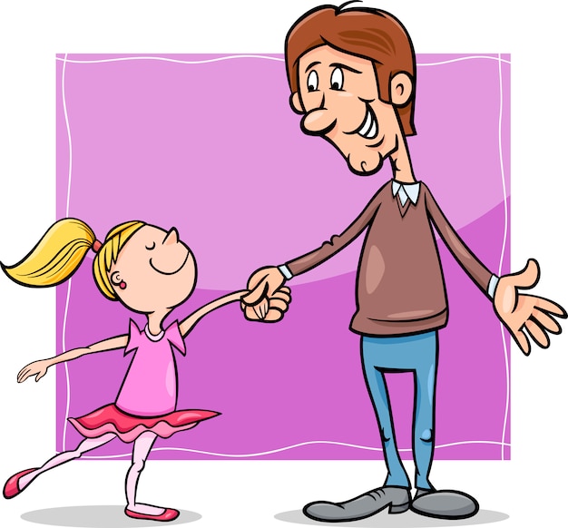 Father and daughter cartoon illustration