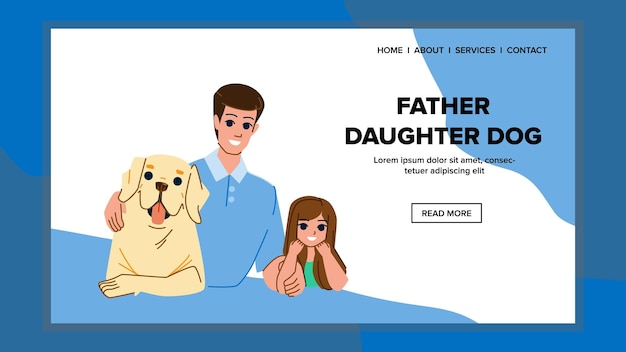 Father daughter dog vector