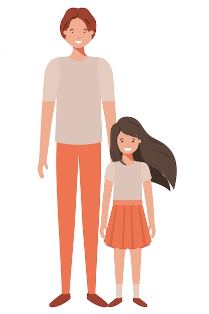 Отец и дочь, улыбаясь аватар персонажа