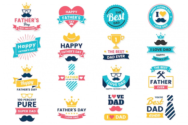 Father day birthday vector logo for banner