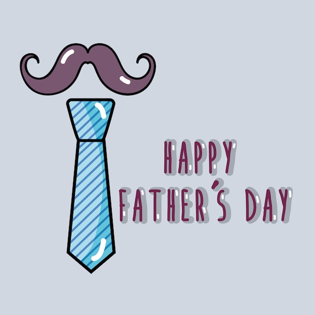Father day card with mustache and tie decoration