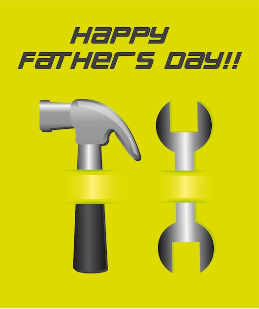 Father day card with tool over green background vector