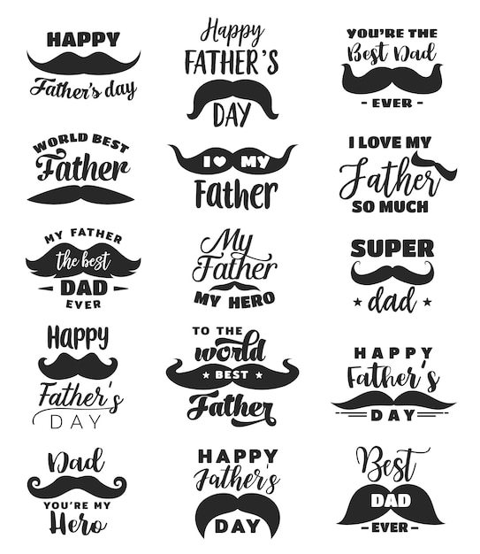 father day greeting card with lettering moustache