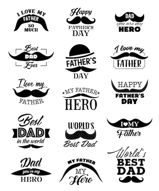 Father Day icons with mustaches