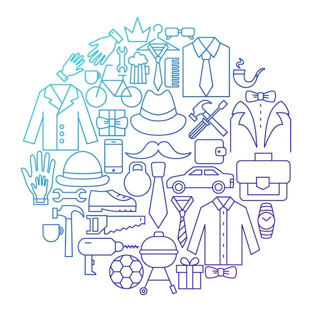 Father Day Line Icon Circle Design