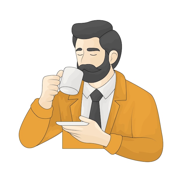父がコーヒーを飲んでいる