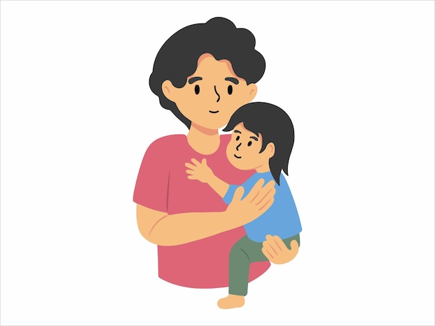 Vector father holding baby or avatar icon illustration