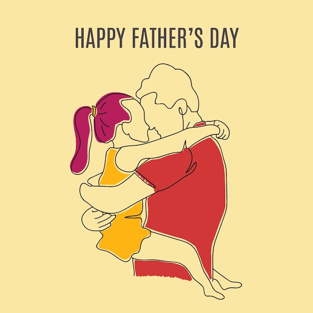 Father holds the little daughter in his arms Happy fathers day greeting card