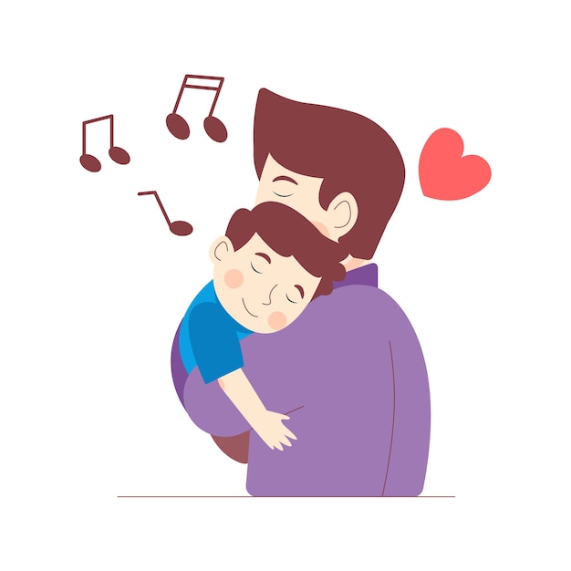 Father Hugs Son Illustration