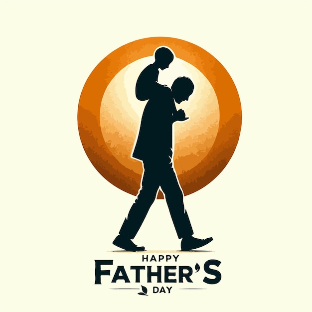 父は息子を肩に乗せて歩き父の日を祝っています