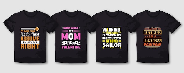 Father papa mom
 typography t shirt design set