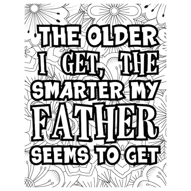 Vector father quotes coloring book pages