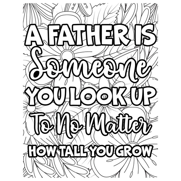 Vector father quotes coloring book pages