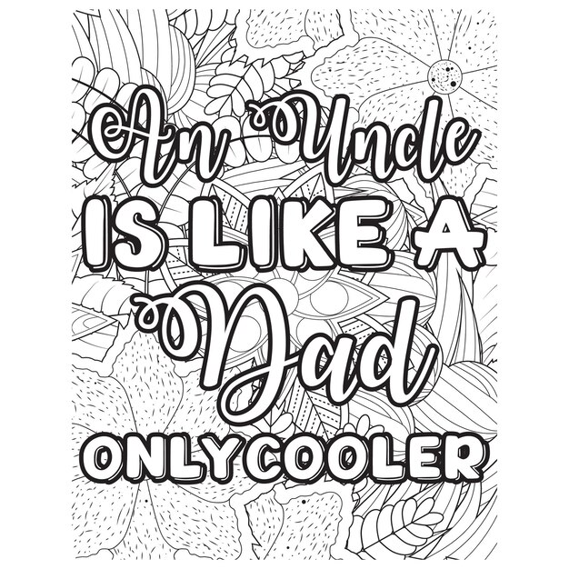 Vector father quotes coloring book pages