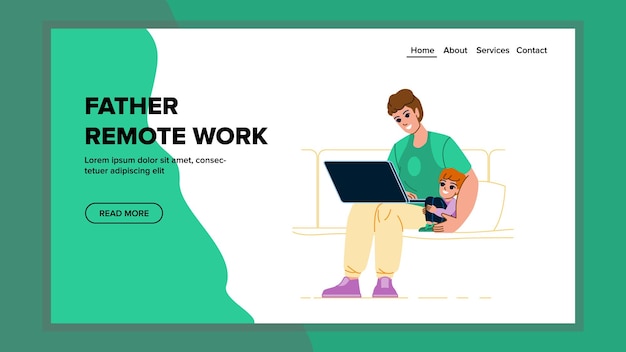 Father remote work vector