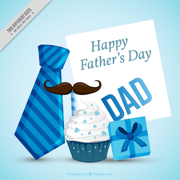 Father's day background with decorative items in blue tones