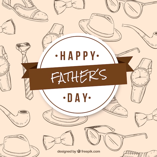 Father's day background with pattern in hand drawn style