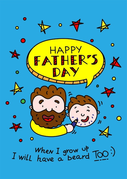 Father's day card. colored vector illustration