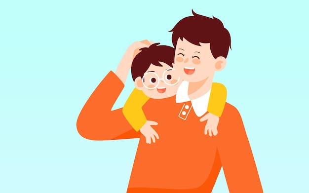 Father's day dad playing with his child parentchild interaction vector illustration