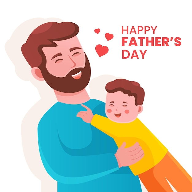 Father's day design illustration with happy father and son background