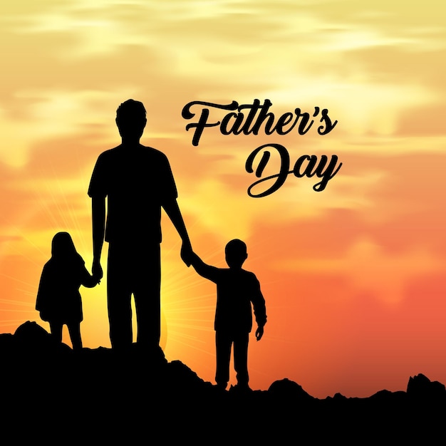 Father's day design vector with sunset background happy father's day design