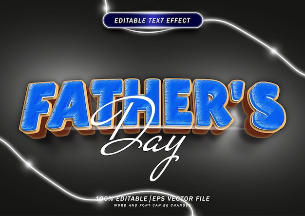 Vector father's day editable text effect neon 3d text style