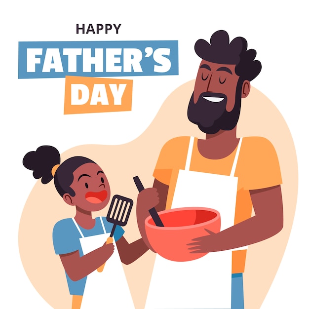 Vector father's day hand drawn flat illustration