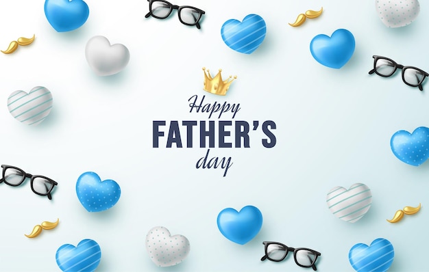 Father's day lettering with crown and glasses