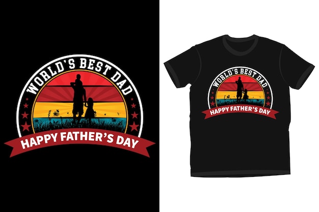 Design tshirt tipografia moderna per la festa del papà con padre figlio e figlia stile vintage vettoriale