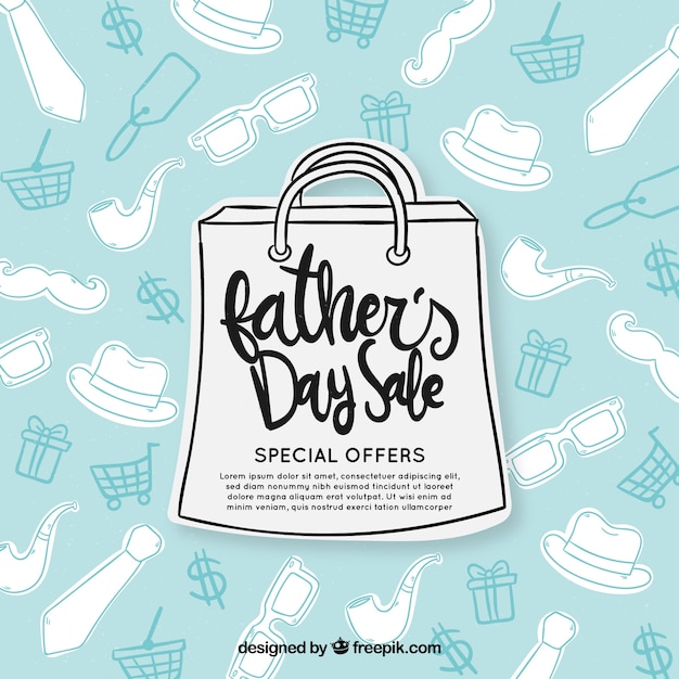 Father's day sale template with paper bag and pattern