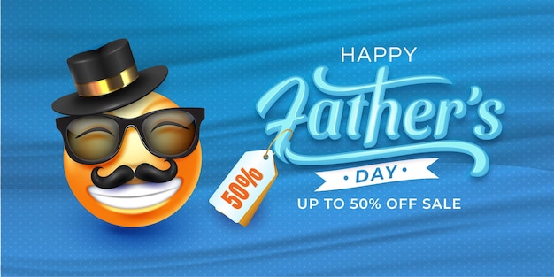 Father's day sale with 3d emoji face.