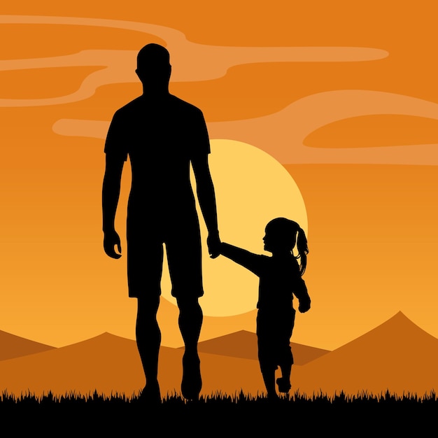 Vector father's day silhouette vector illustration