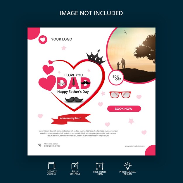 Father's day social media post web banner design template 10