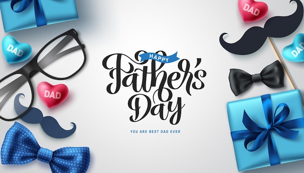 Father's day vector background design Happy father's day greeting text with card elements for dad's