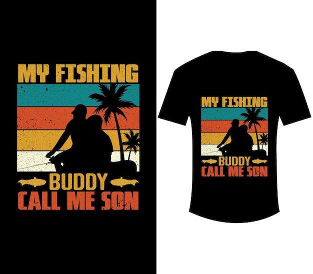 クールな釣りのお父さんのための父の日ヴィンテージTシャツのデザイン