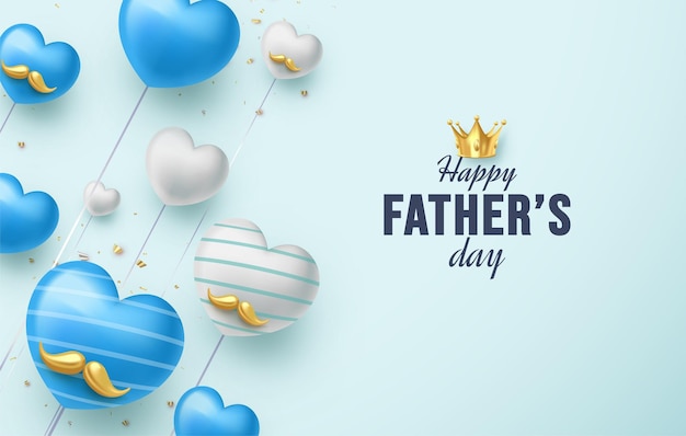 father's day with 3d love balloon illustration
