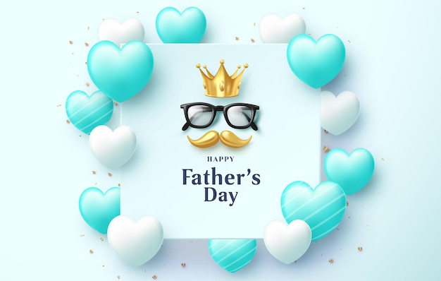 Father's day with card illustration on blue background