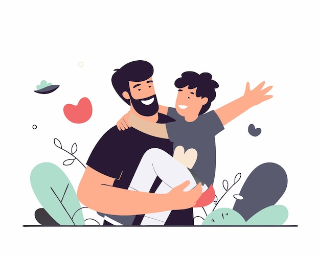 father and son for fathers day illustration